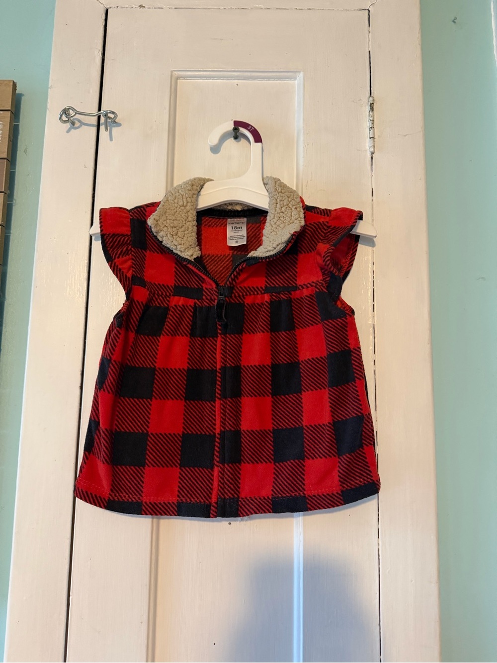 Carter's Red and Black Buffalo Plaid Sherpa-Lined Vest